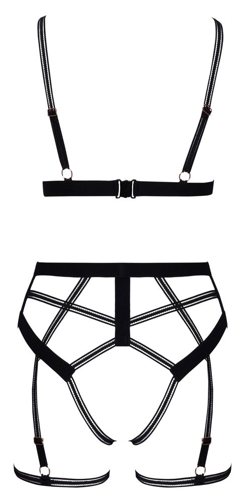 Cottelli Harness Ouvert Set – Bra & Waist-High Crotchless Thong - EternaNordic
