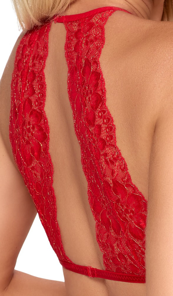 Eksklusivt Rødt Lingerisæt med Guld-Detaljer