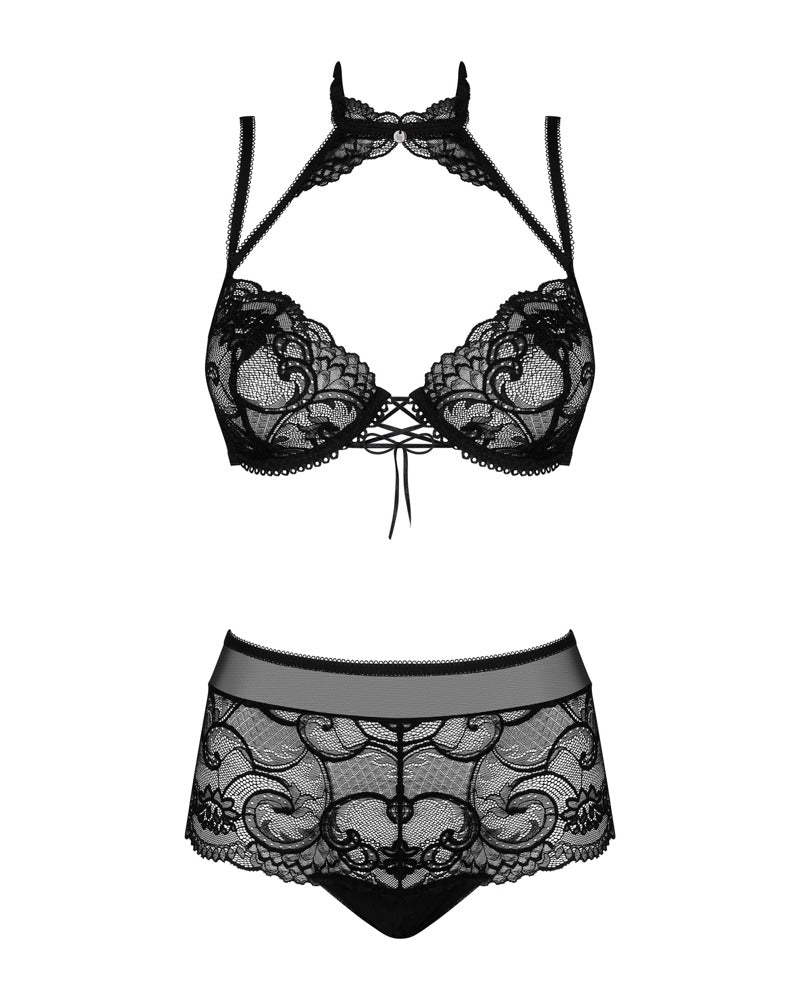 Elizenes – Sort Lingerisæt med Underwire BH & High-Waist Trusser