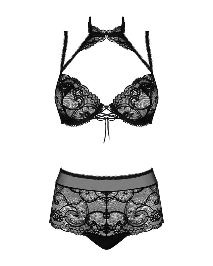 Elizenes – Sort Lingerisæt med Underwire BH & High-Waist Trusser