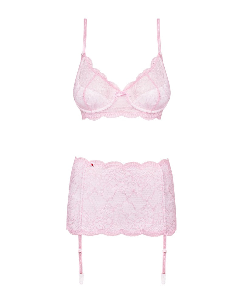 Girlly Lingerie Sæt i Rosa & Hvid