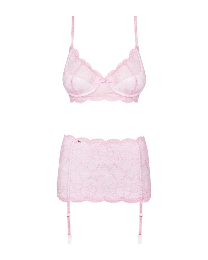 Girlly Lingerie Sæt i Rosa & Hvid