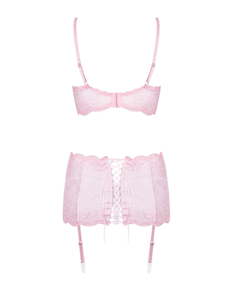 Girlly Lingerie Sæt i Rosa & Hvid