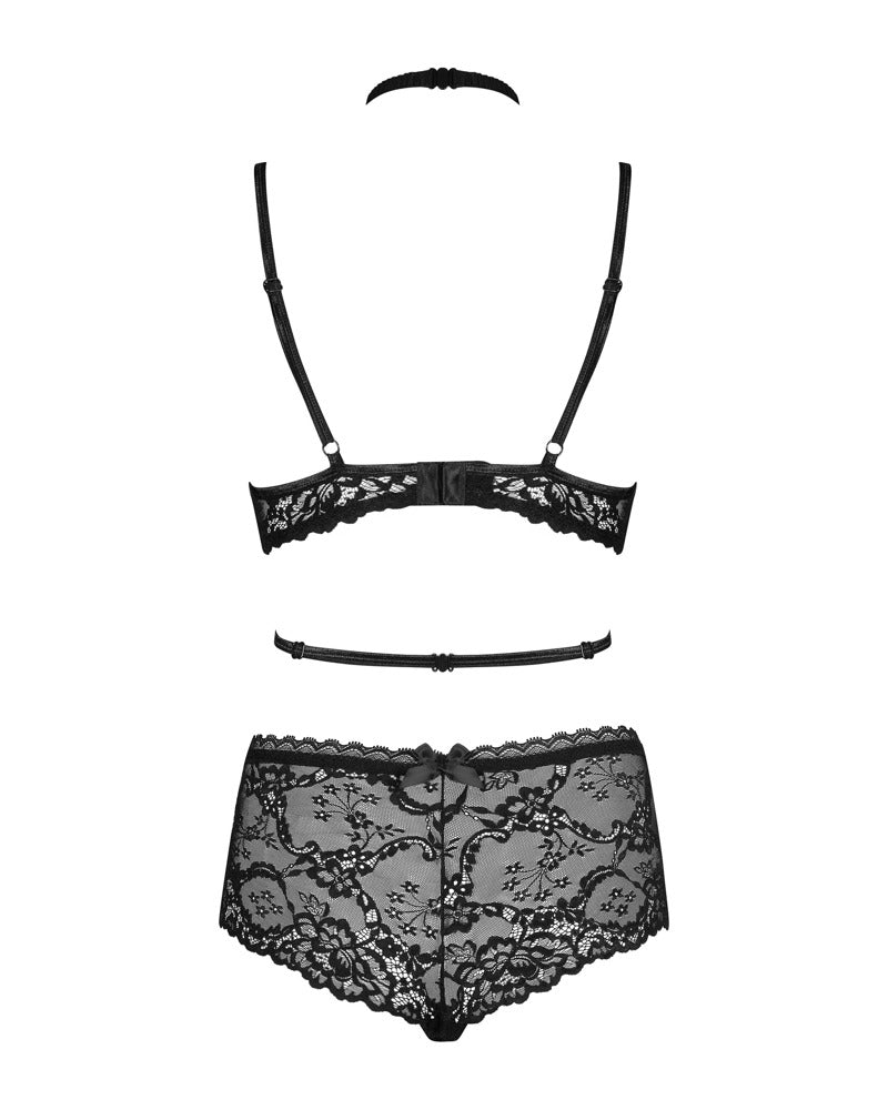 Sort Blonde Sæt med Choker & Shorts