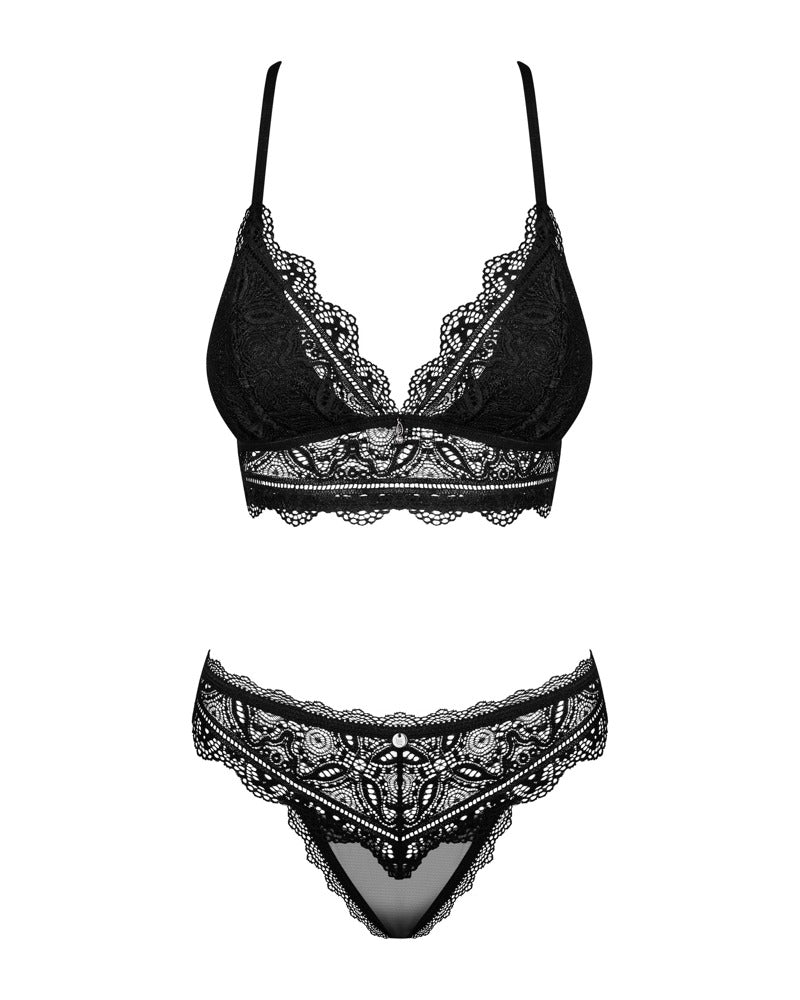 Renelia – Sort Blonde-BH & Trusse i Boho-inspireret Elegance