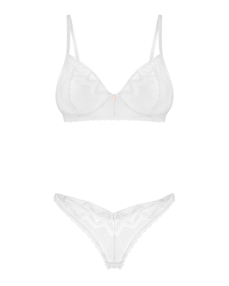 Alissium – Trådløst BH- & G-Stringsæt i Hvid Blonde