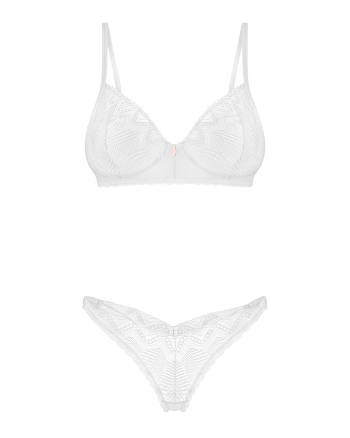 Alissium – Trådløst BH- & G-Stringsæt i Hvid Blonde