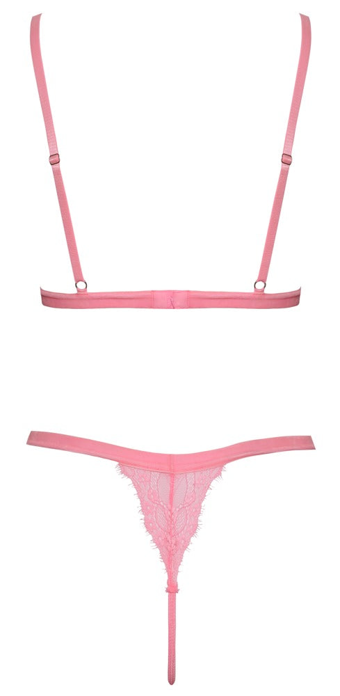 Neon Pink Lingerisæt – Trådløs BH & G-String i Eyelash Lace
