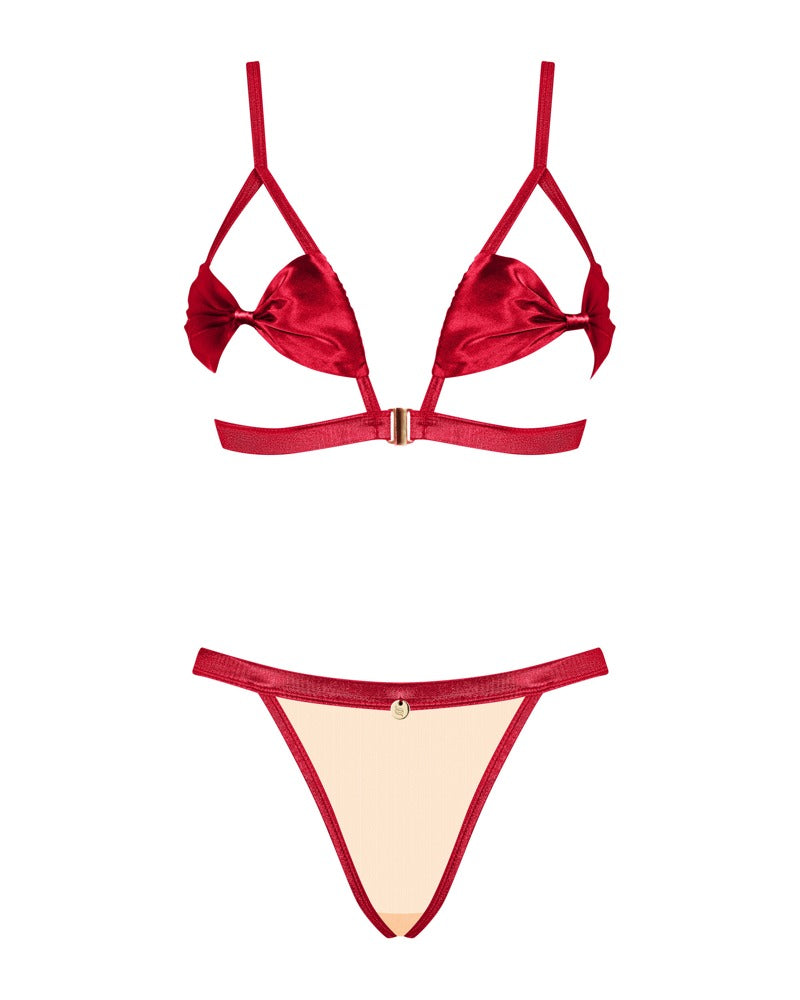 Rubinesa Åben Rød BH & Tanga Sæt