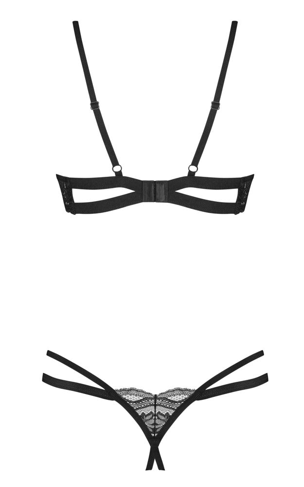 Nutris – Sort Shelf-BH & Crotchless String i Fin Blonde