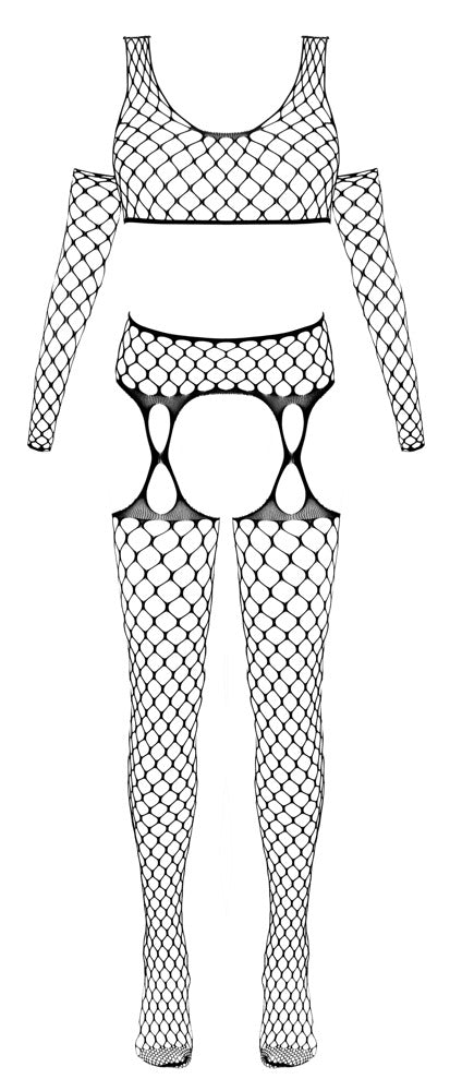 3-Delt Net Lingeri Sæt med Top & Strømpebukser - EternaNordic