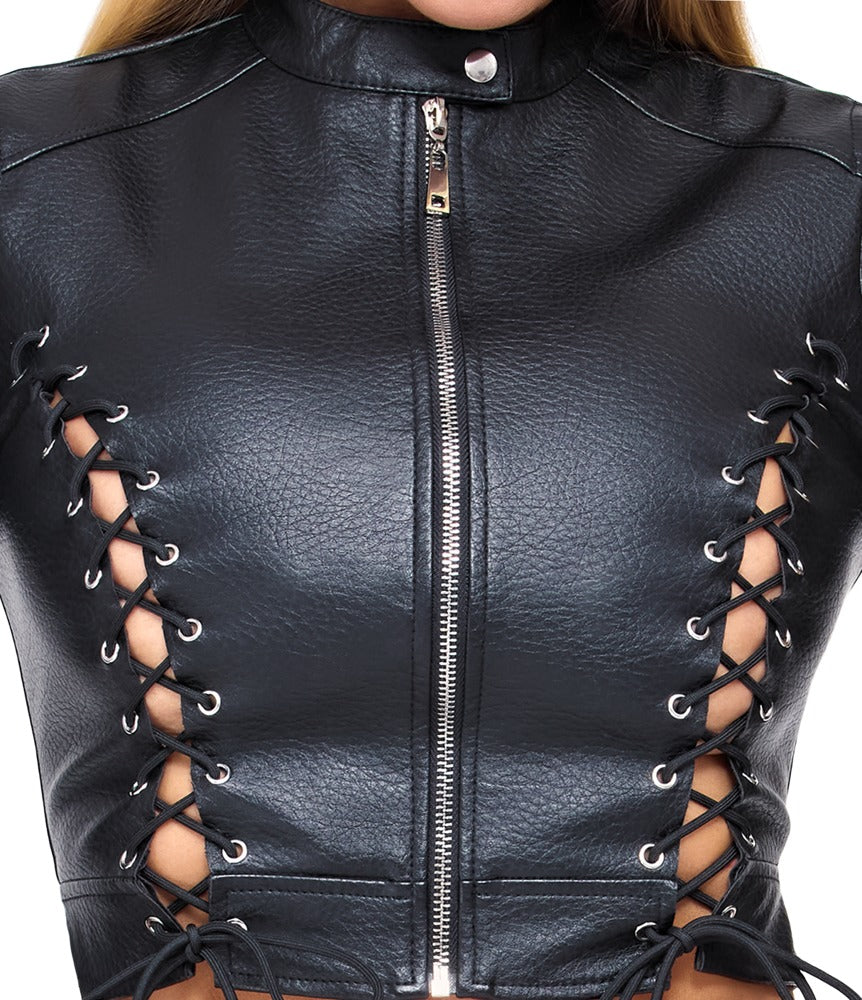 Cottelli PARTY 2-delt clubwear-sæt med cropped jakke og string
