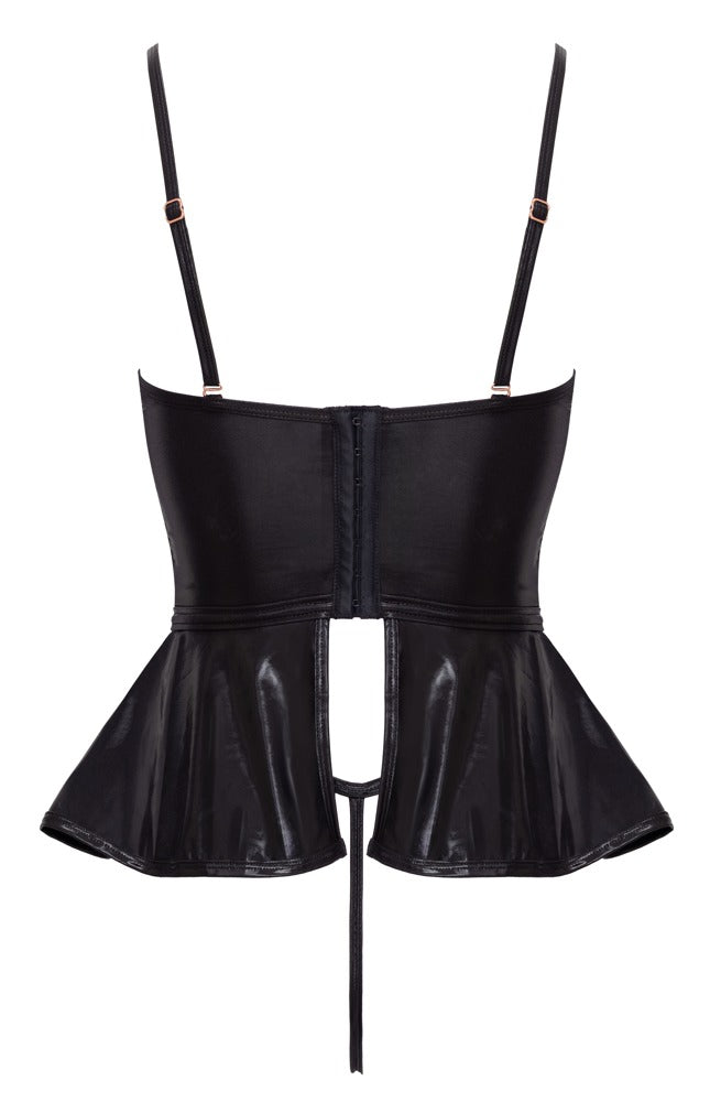 Abierta Fina Sort Ouvert-sæt med Open Cup Top &amp; Crotchless String