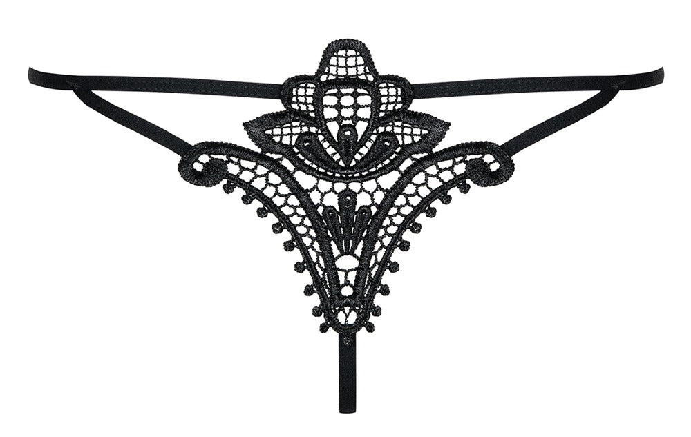 Luiza Sort String med Broderi