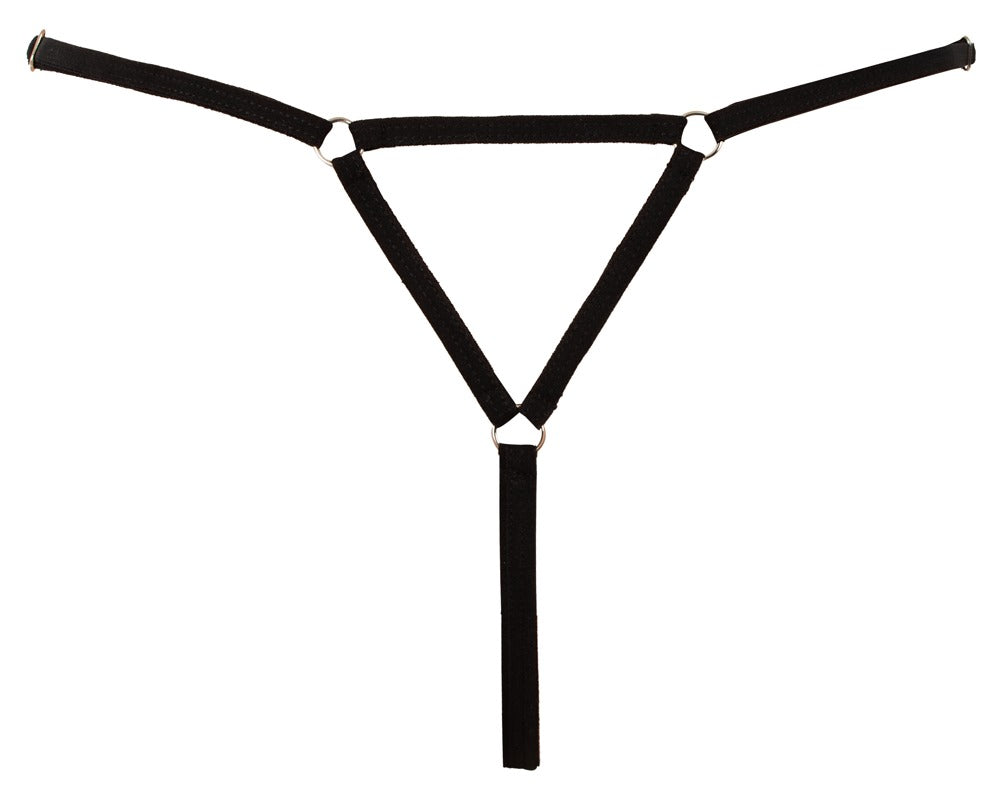 Cottelli string med trekantformet cut-out bagpå og elastiske sorte stropper