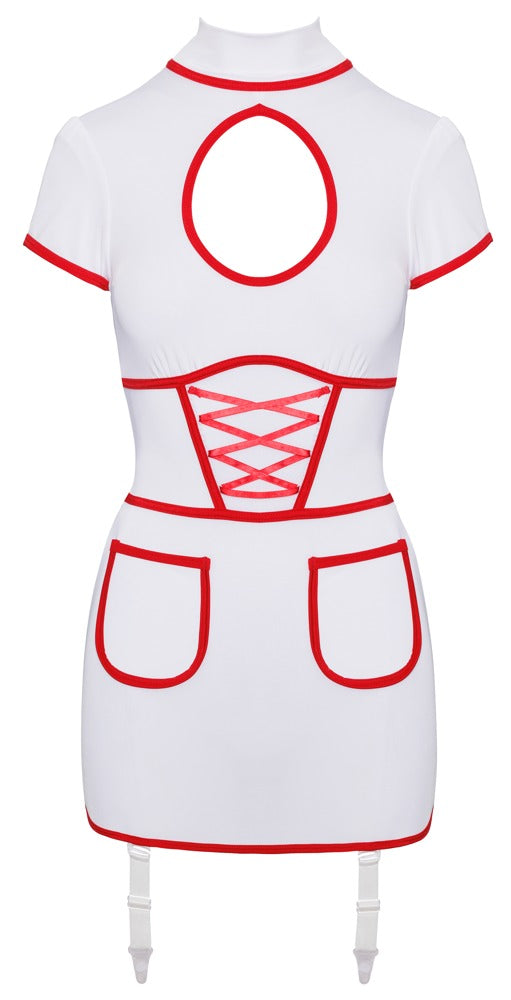 Cottelli Nurse Costume med Snøring &amp; Aftagelige Selestropper