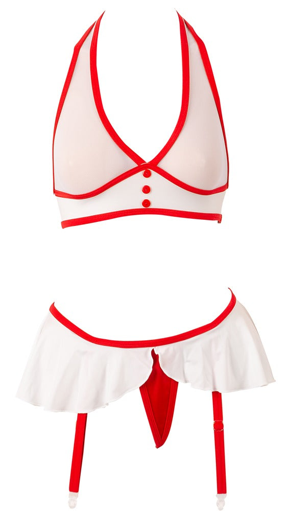 Cottelli COSTUMES Nurse 2-delt Kostumesæt med Top &amp; Strapsnederdel