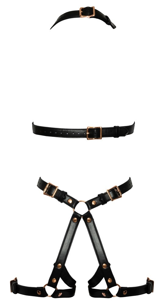 Bad Kitty ouvert harness-body i vegansk læderlook