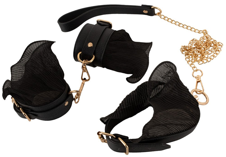 Eksklusivt Bondage Sæt med Halsbånd, Snor & Håndjern