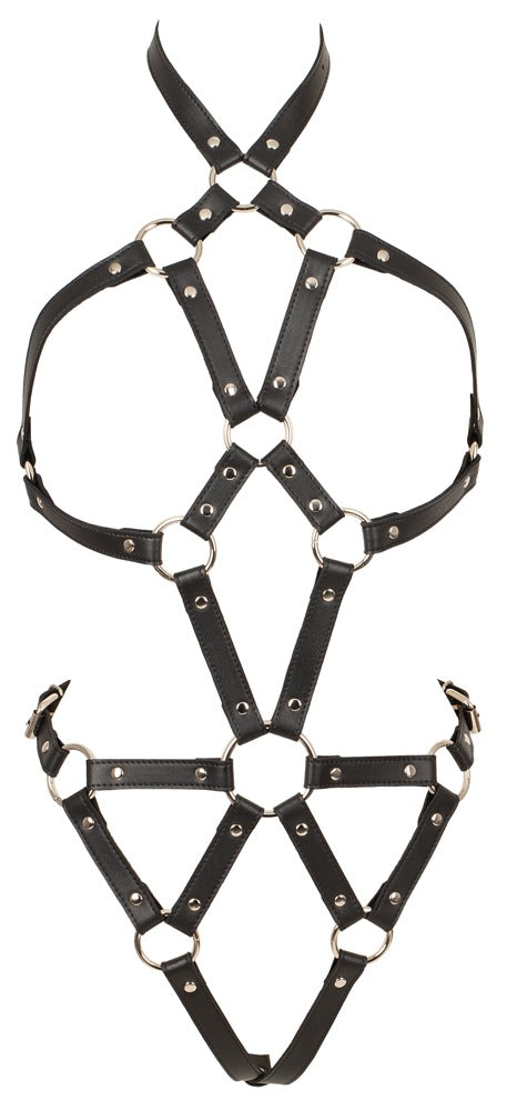 Bad Kitty ouvert harness-body i vegansk læderlook