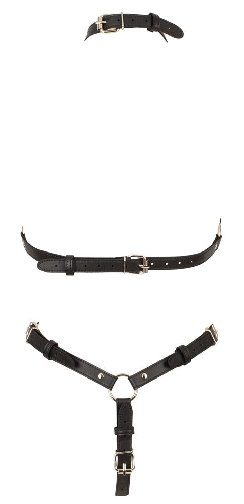 Bad Kitty ouvert harness-body i vegansk læderlook