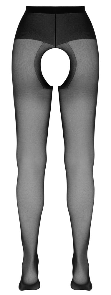 Crotchless Strømpebukser – Sort, Transparent 20 DEN