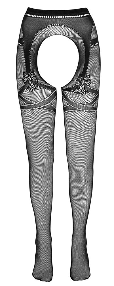 Cottelli – Crotchless Fishnet Tights med Integreret Hofteholder & Bagsøm