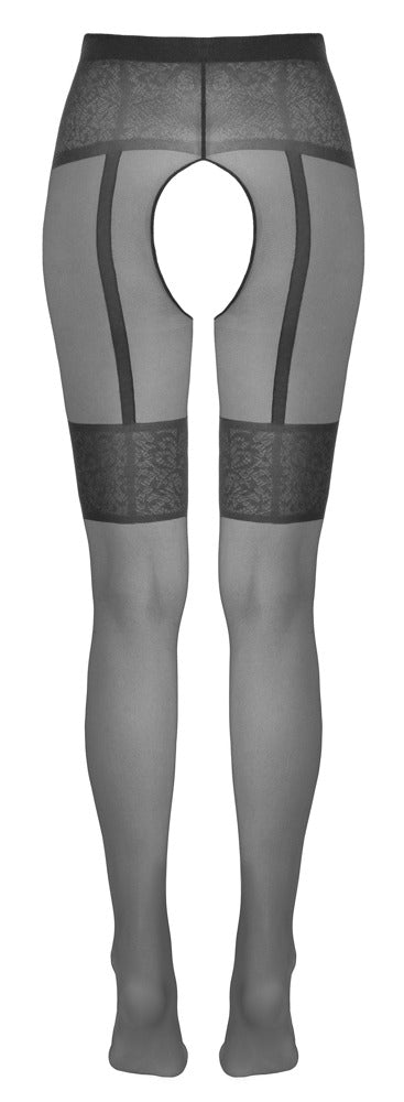 Cottelli Legware – Crotchless Tights med Vævet Strømpeholderlook (20 DEN)
