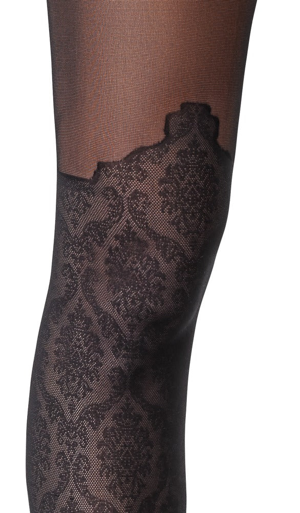 Cottelli Legware – Crotchless Overknee Lace Tights (Sort)