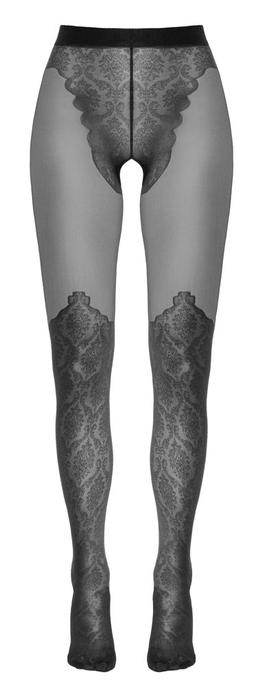 Cottelli Legware – Crotchless Overknee Lace Tights (Sort)