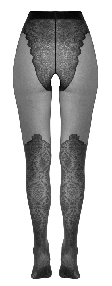 Cottelli Legware – Crotchless Overknee Lace Tights (Sort)