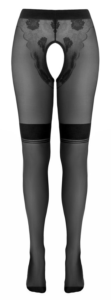 Cottelli Legware – Retro Crotchless Tights (25 DEN)