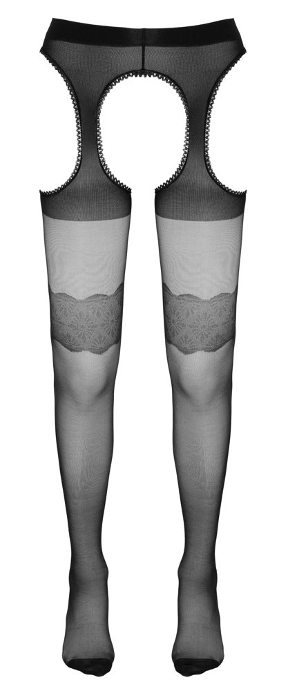 Cottelli LEGWEAR suspender tights med sideudskæringer og åbent skridt