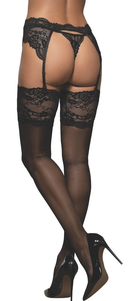 Sort Blondekant Strømper – Delikate & Gennemsigtige