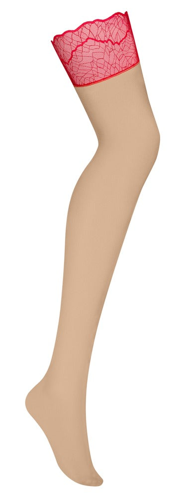 Cupide Desir Strømper – Nude & Rød Blonde