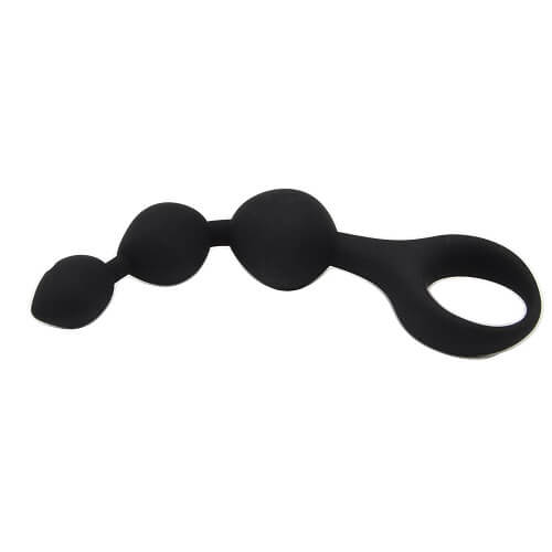 Bløde silikone anal beads med sikker loop-base