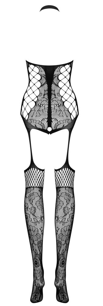 Obsessive F240 ouvert catsuit med halterneck og blomstermønster