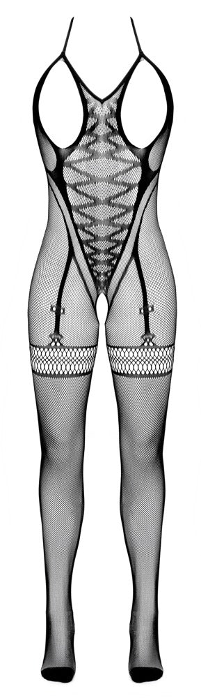 Åben Net Catsuit med Strømpeholder-Mønster & Foddel - EternaNordic