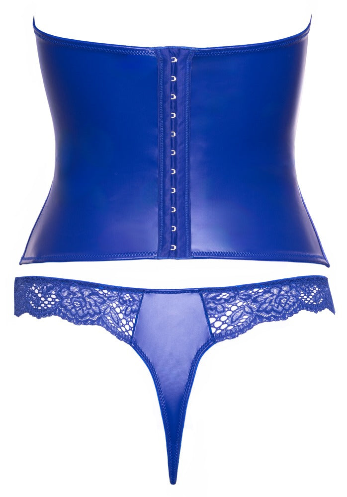 Åben Corsage & G-String i Royal Blue - EternaNordic