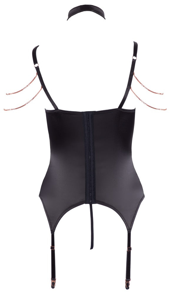 Abierta Fina Basque-sæt med Rhinestone-kæder &amp; Crotchless String