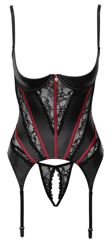 Cottelli LINGERIE Basque-sæt med Shelf Bra &amp; Crotchless String
