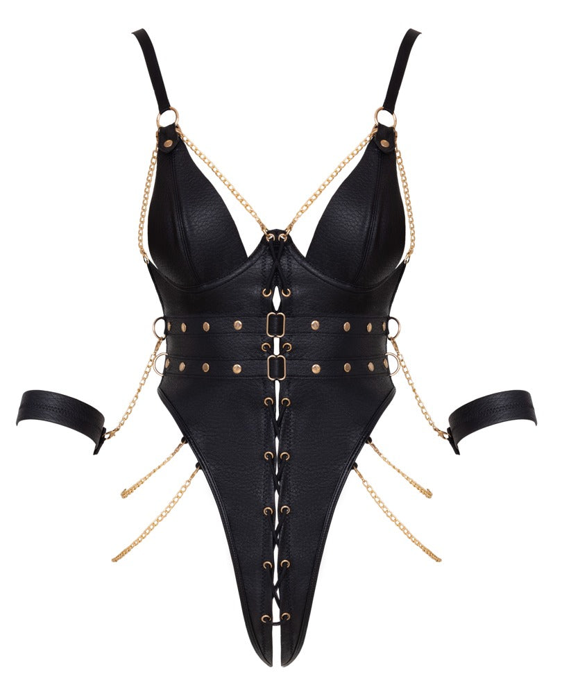 Cottelli BONDAGE Crotchless Body med Armmanchetter - EternaNordic