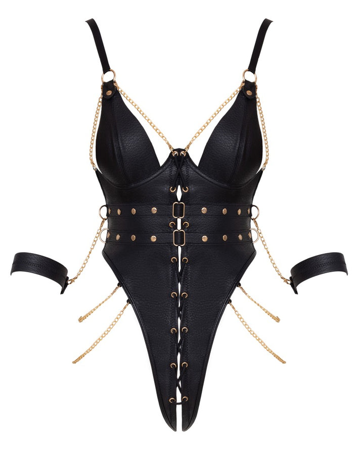 Cottelli BONDAGE Crotchless Body med Armmanchetter - EternaNordic