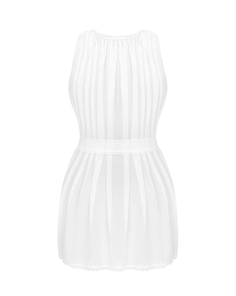 Luftig Mesh Peignoir – Sort & Blomsterblonde