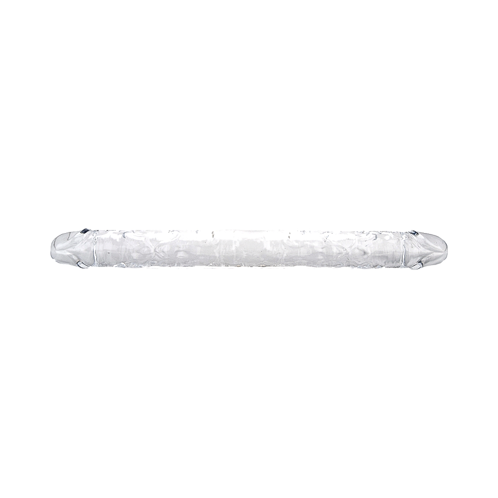 Transparent dobbeltdildo med sugekop-base