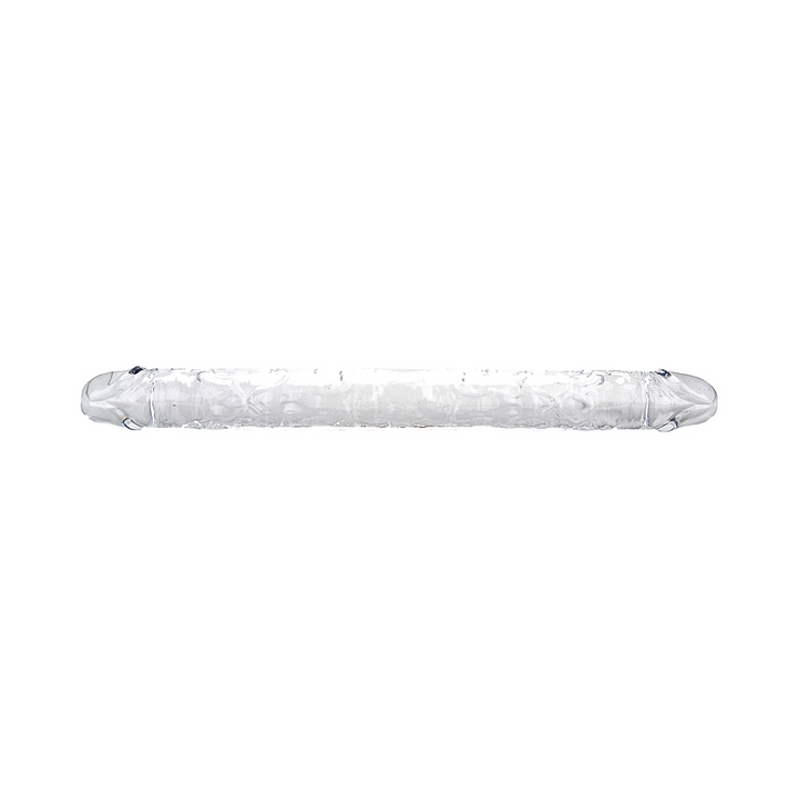 Transparent dobbeltdildo med sugekop-base