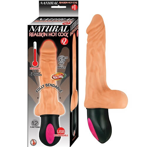 Realistisk dildo med varmefunktion og vibration