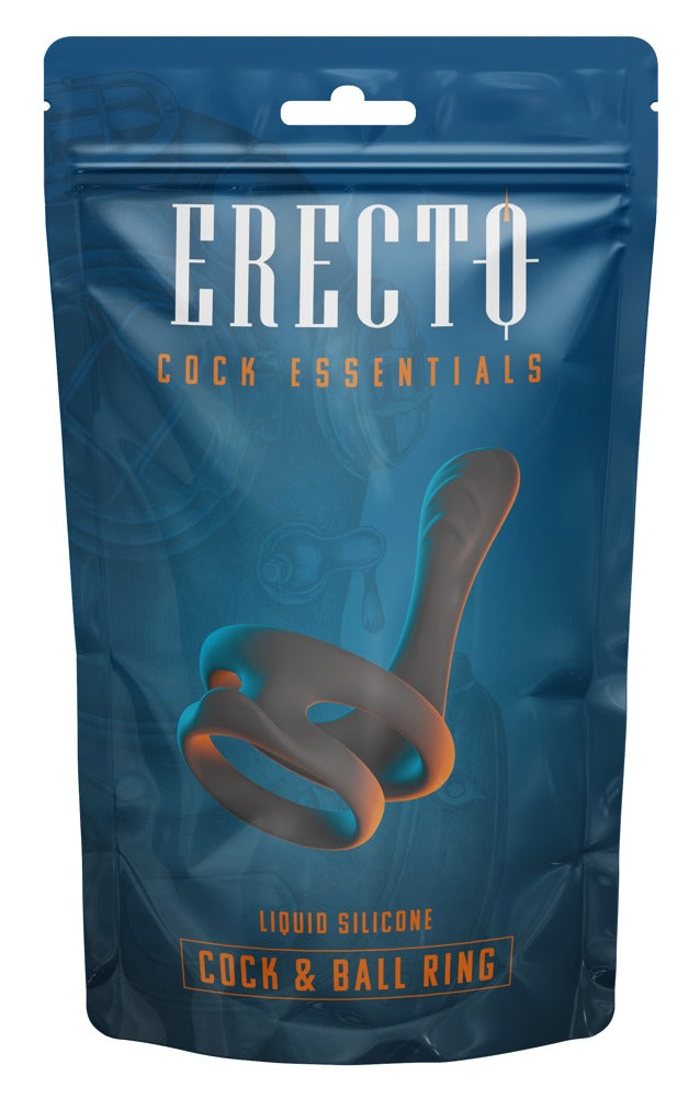 Erecto – Cock & Ball Ring i Liquid Silicone med Perineum-Stimulator