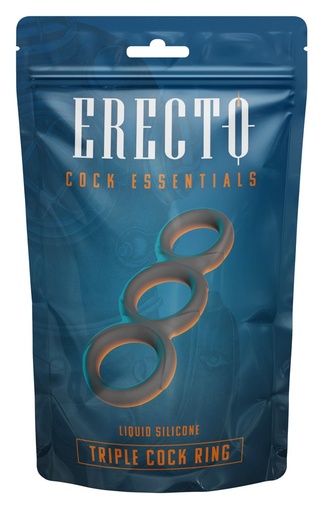Erecto – Triple Cock Ring i Liquid Silicone (Ekstra Fleksibel & Støttende)