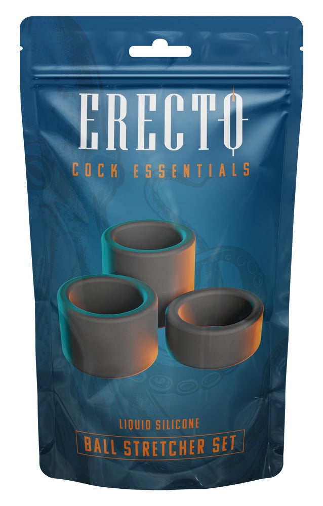 Erecto – 3-delt Ball Stretcher Sæt i Liquid Silicone (Fleksibelt & Intensivt)